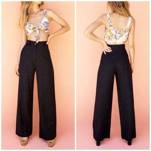 Posse Womens Bette 100% Linen High Waisted Pants Black XS